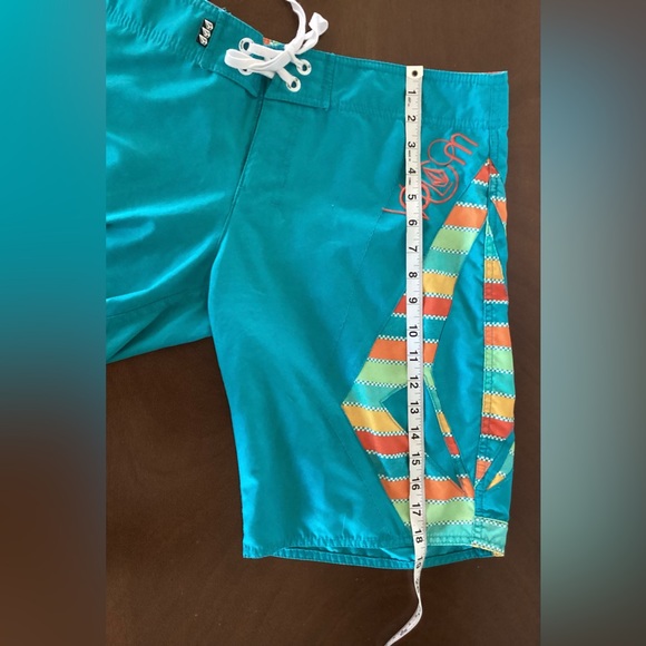 Volcom womens board shorts swim boardshorts turquoise blue Size 11 - Picture 4 of 7